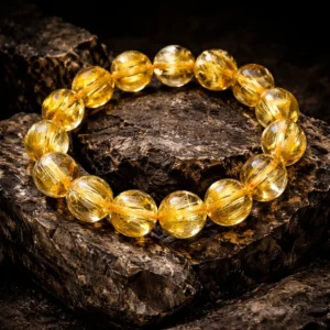 Golden Rutilated Quartz bracelet for wealth attraction and unshakable confidence