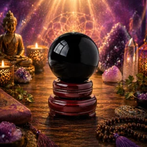 Obsidian Sphere placed near entrance doorway for blocking negative energy and home protection