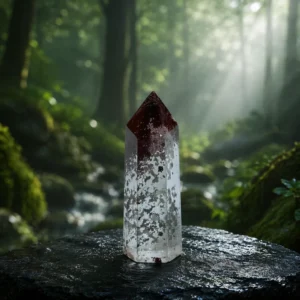 Green Phantom Crystal Point - Wood Element for Abundance and Career Growth