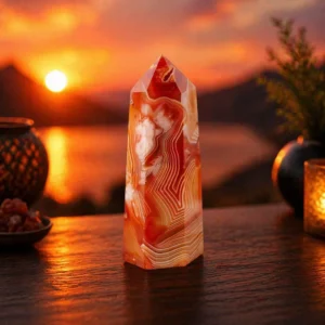 Red Agate Crystal Point - Fire Element for Abundance and Vitality