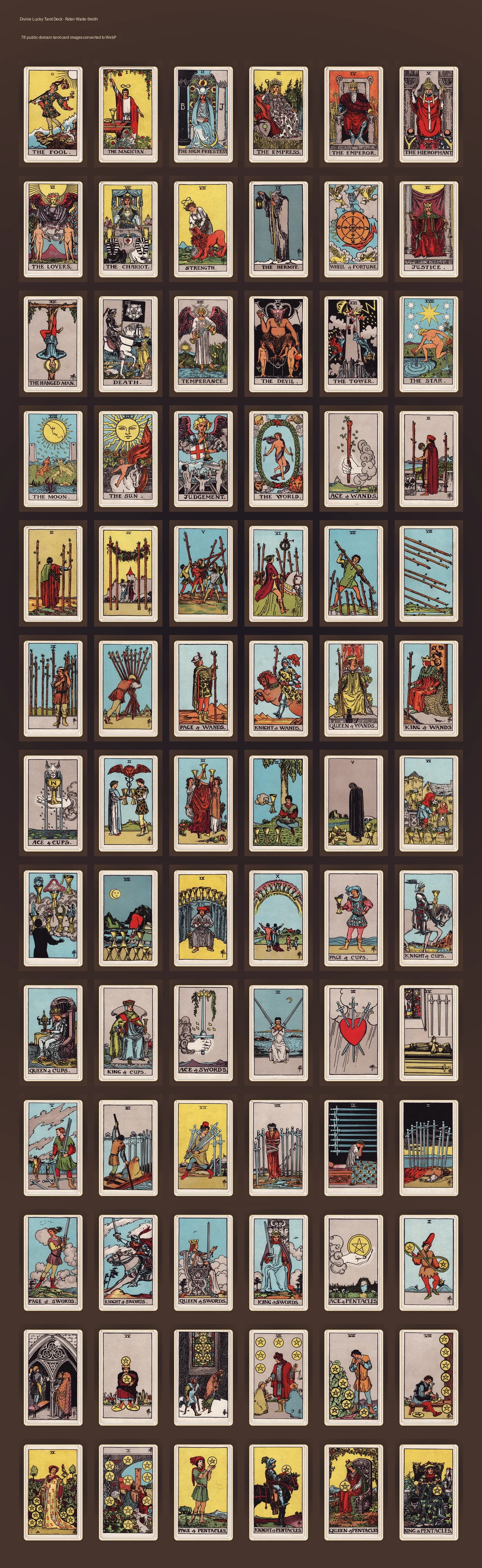 Tarot deck overview with mystical gold accents